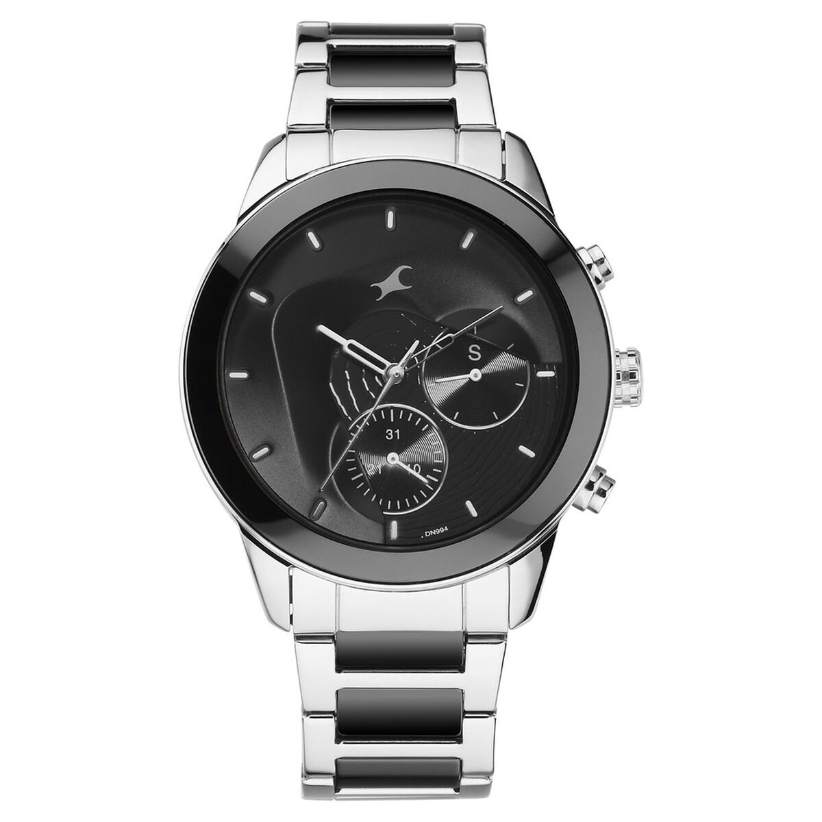 Fastrack Cerame Quartz Multifunction Black Dial Steel & Ceramic Strap Watch for Guys 1
