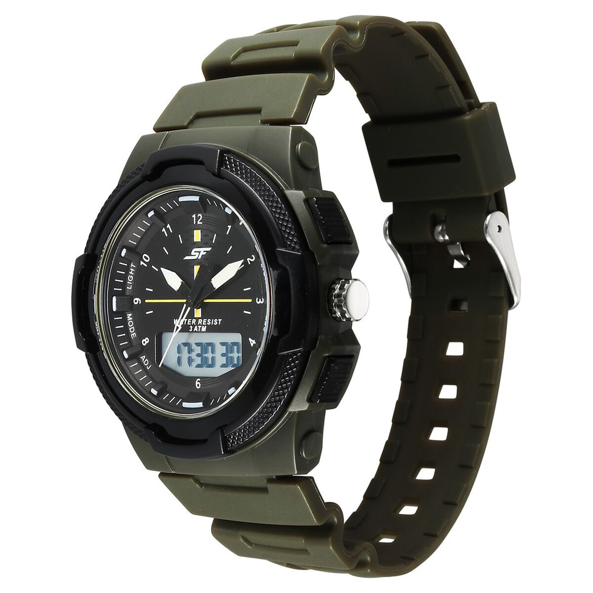 SF Maverick Quartz Digital Ana Digi Black Dial PU Strap Watch For Men 3