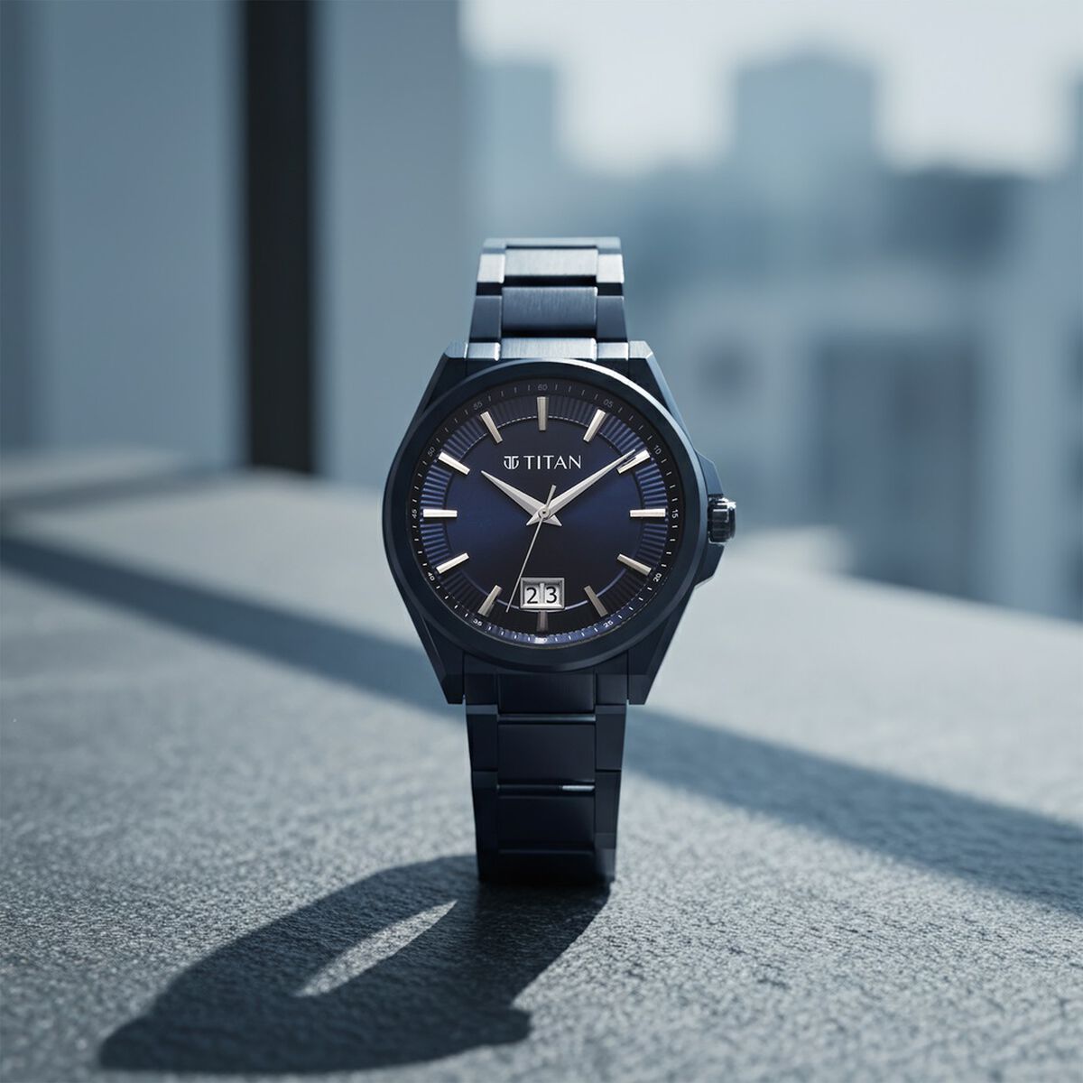 Titan Classique Big Date Analog with Blue Dial Blue Stainless Steel Strap Watch for Men 1