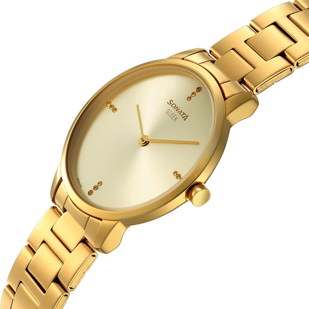 Sonata Sleek Women Gold Dial Ultra-Slim Gunmetal Watch 3