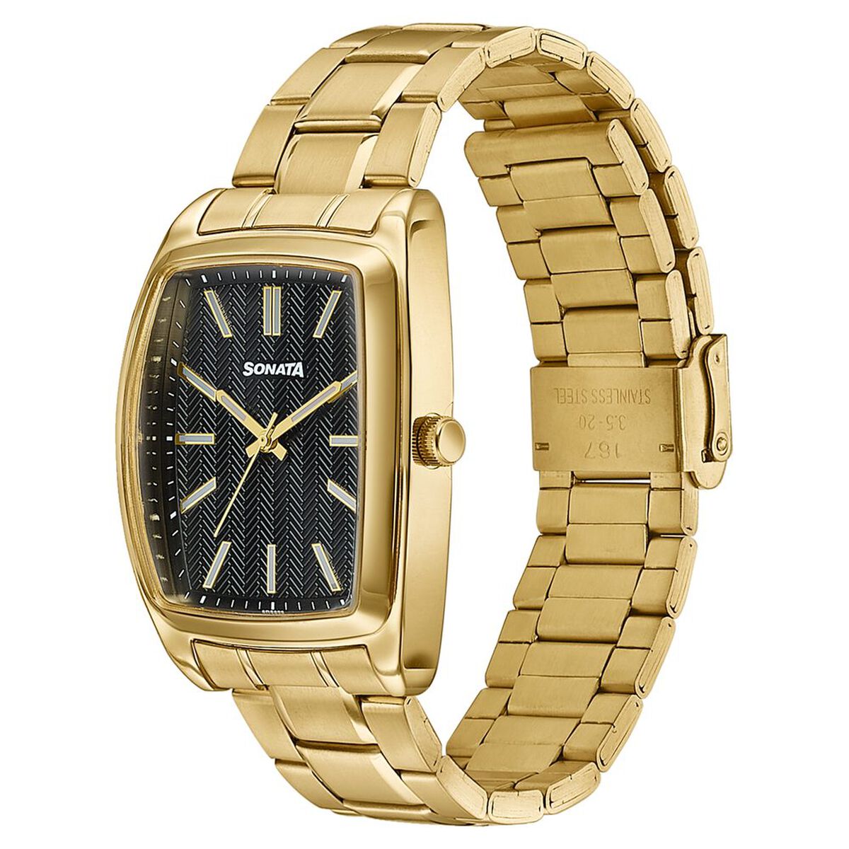 Sonata Ascent Gold & Black Tonneau Watch for Men 3