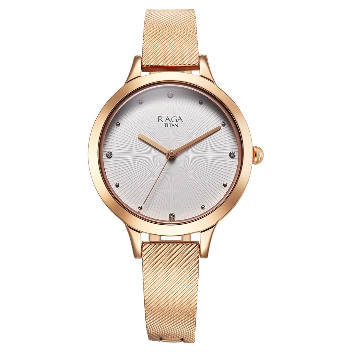 Titan Raga Memoirs Quartz Analog White Dial With Rose Gold Color Metal Strap Watch For Women 1