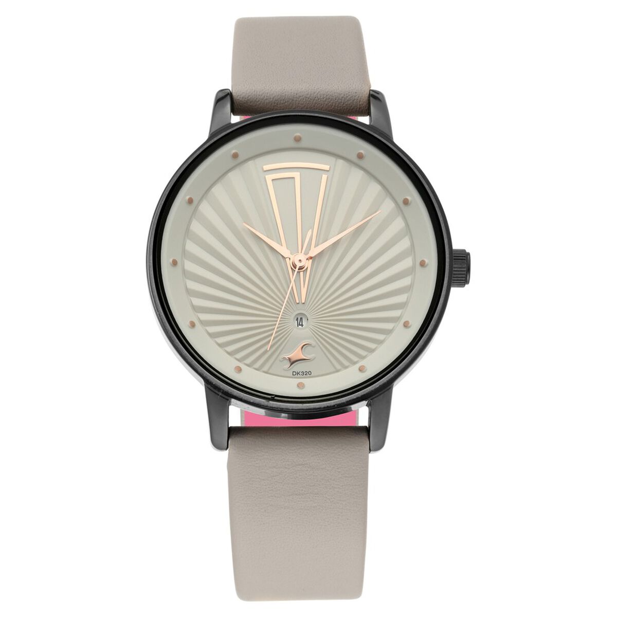 Fastrack Ruffles Quartz Analog with Date Grey Dial Leather Strap Watch for Girls 3