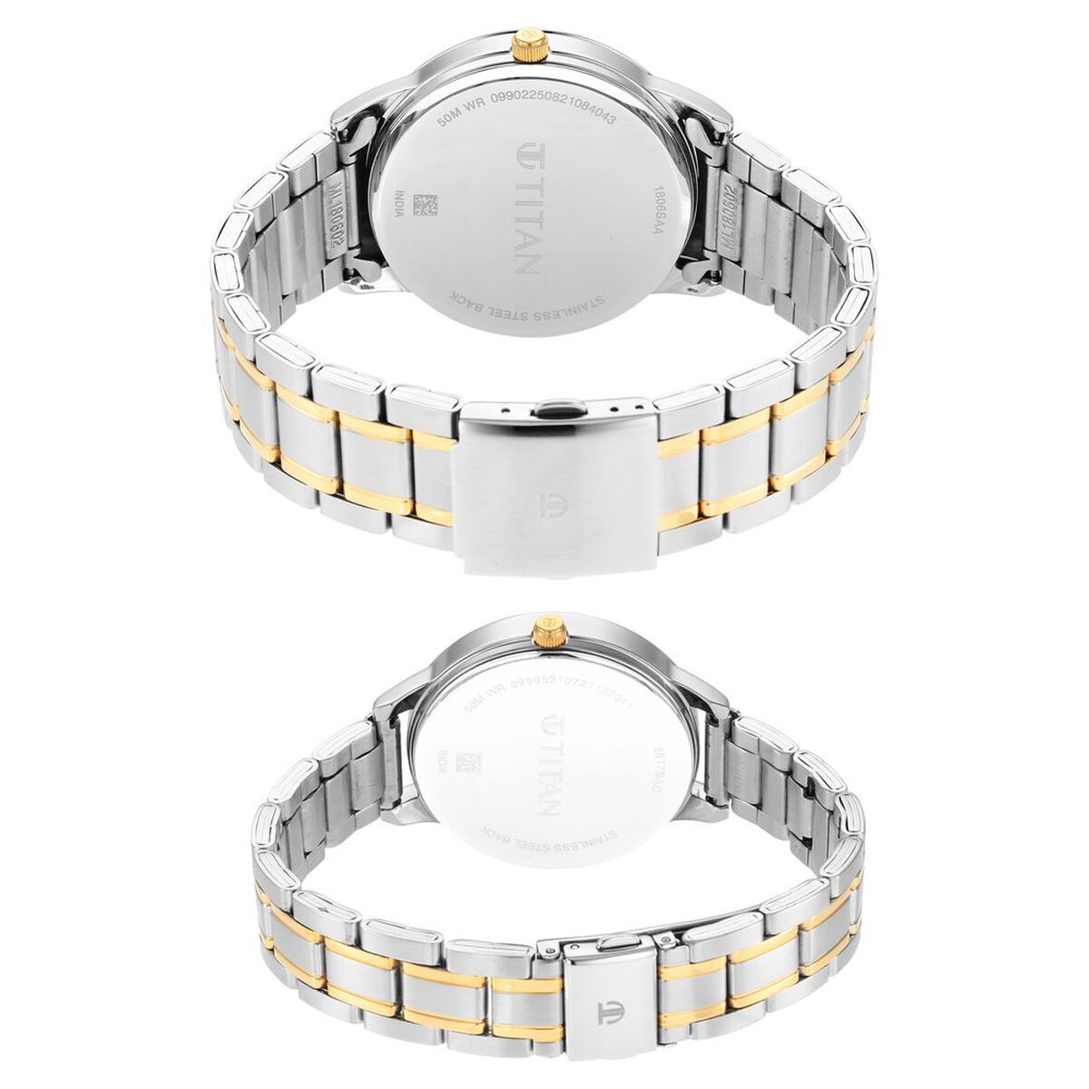 Titan Quartz Analog with Date Blue Dial Stainless Steel Strap Watch for Couple 5