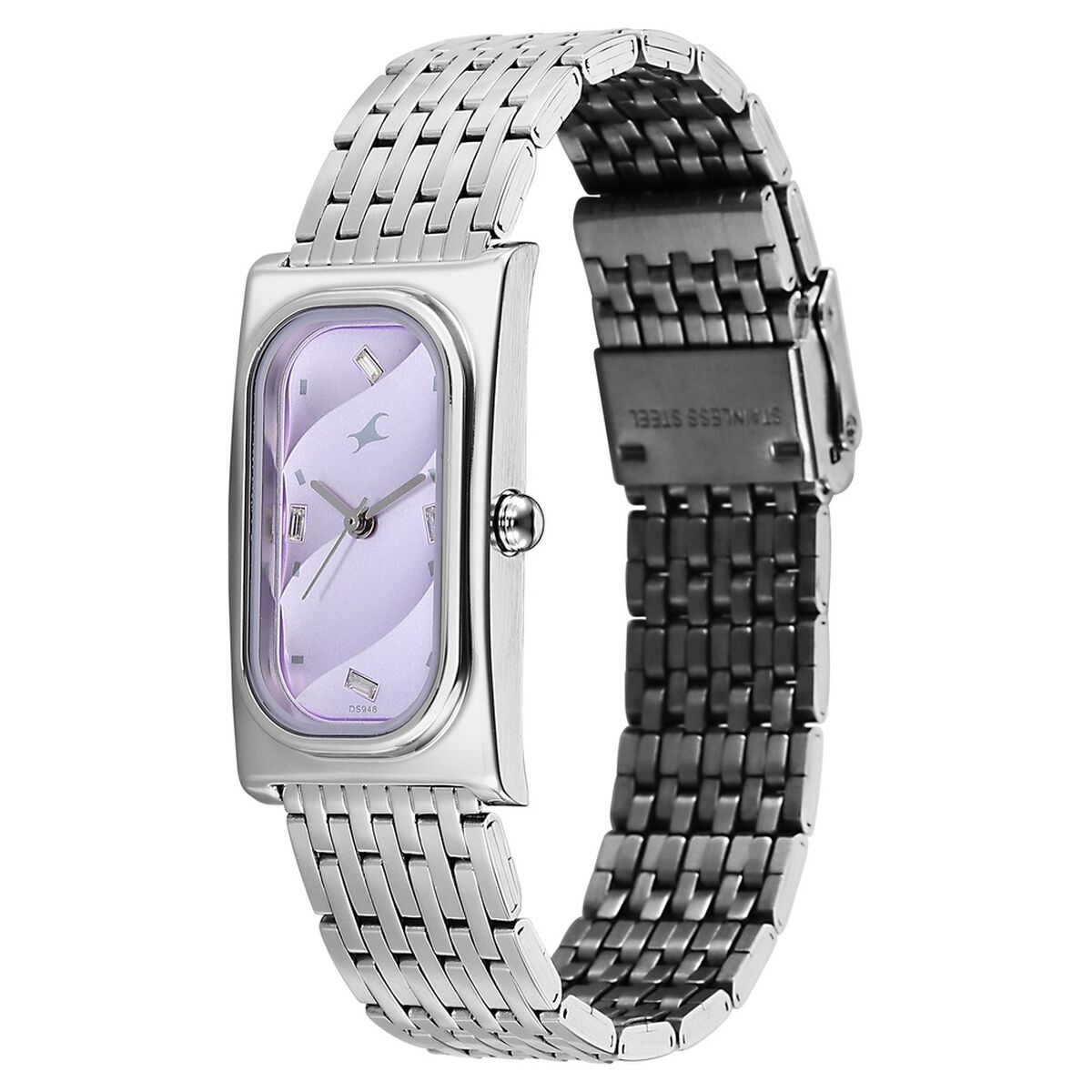 Fastrack Gelato silver analog bracelet watch with Black currant dial for Girls 5