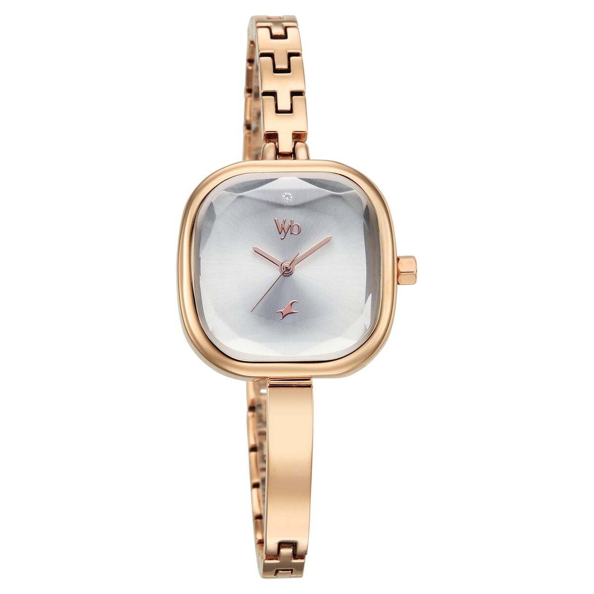 Vyb Aurora By Fastrack Quartz Analog Silver Dial Rose Gold Metal Strap Watch For Girls 2