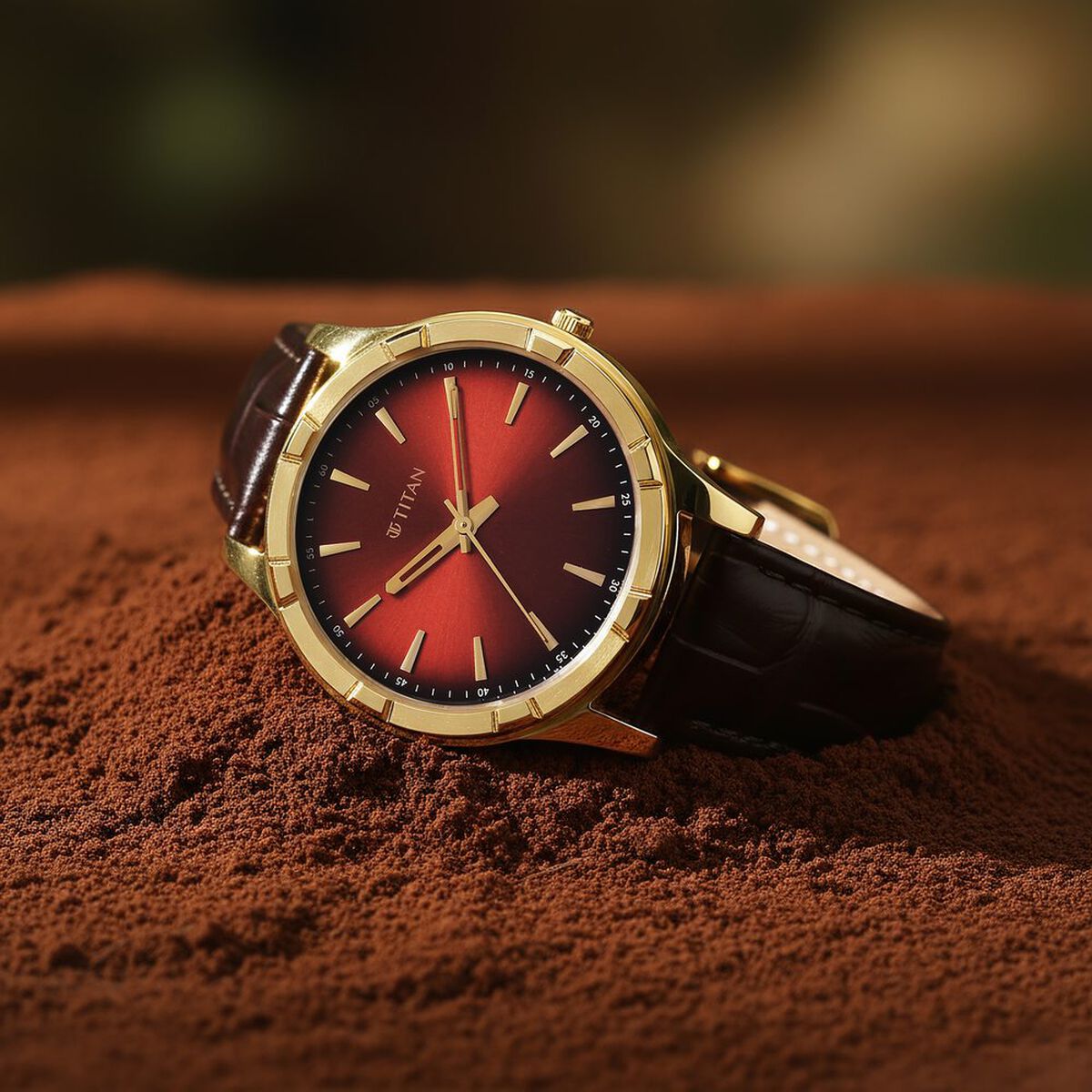 Titan Karishma Festive Analog with Mahogany Brown Dial Brown Leather Strap Watch for Men 1