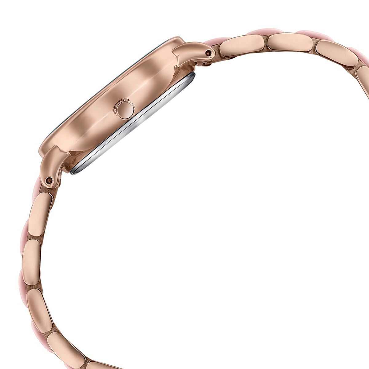 Sonata Festive Quartz Multifunction Pink Dial Two Toned Acetate And Metal Strap Watch For Women 5