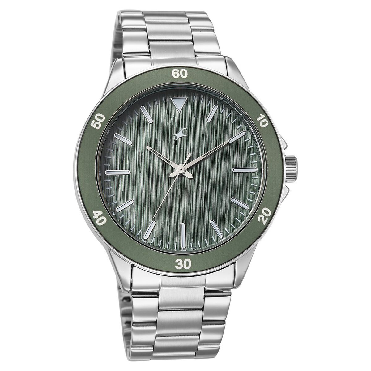Fastrack Stunners Quartz Analog Green Dial Brown Stainless Steel Strap Watch For Guys 2