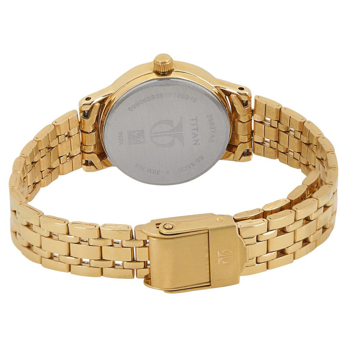 Titan Quartz Analog Champagne Round Dial Golden Stainless Steel Strap Watch For Women 4