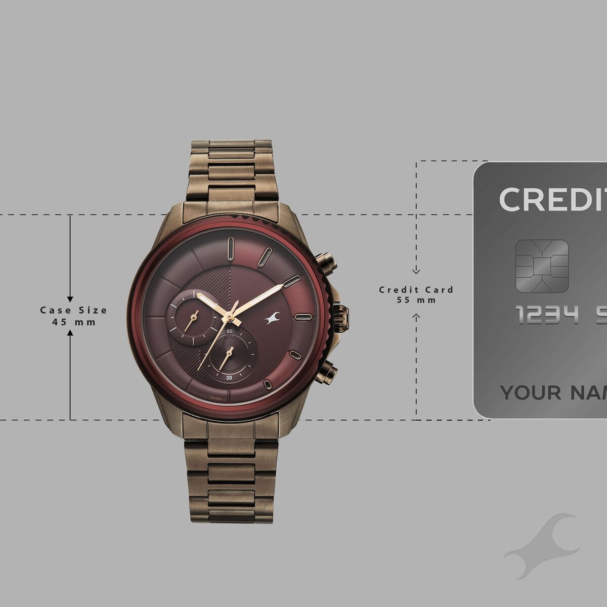 Fastrack Wild Quartz Chronograph Maroon Dial Chrome K Stainless Steel Strap Watch For Guys 4