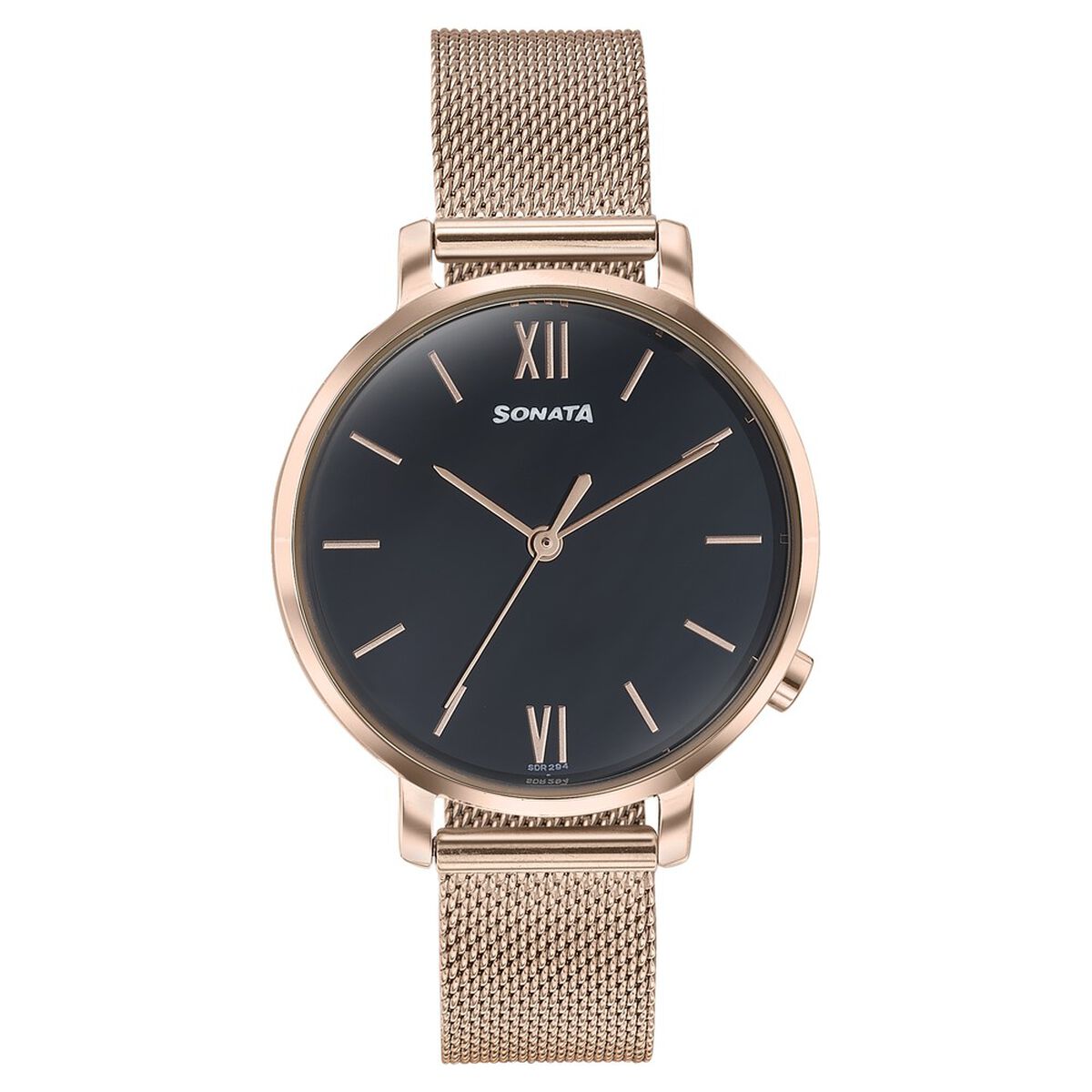 Sonata Elegent Essentials Quartz Analog Black Dial Stainless Steel Strap Watch For Women 1