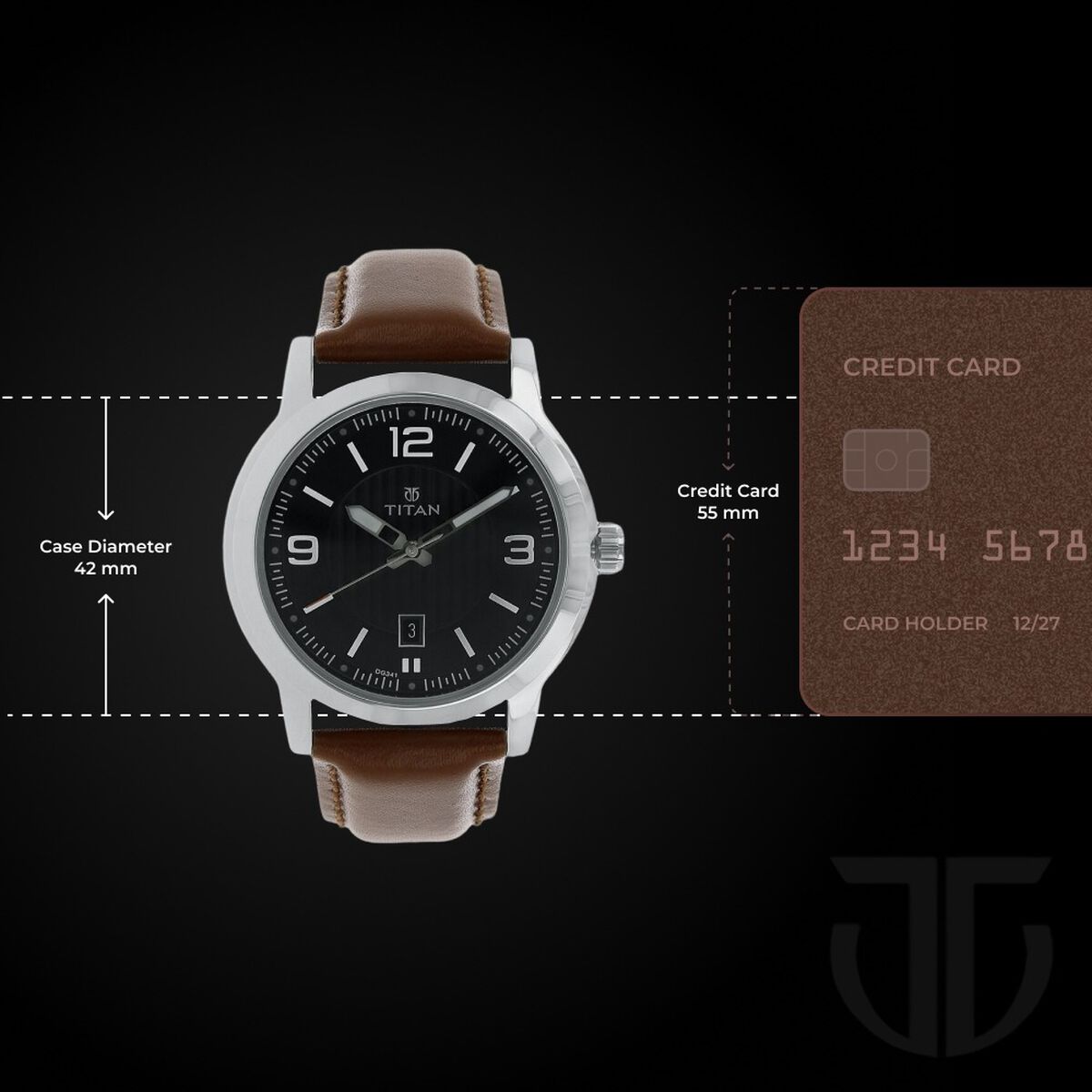 Titan Quartz Analog Black Dial Leather Strap Watch for Men 3
