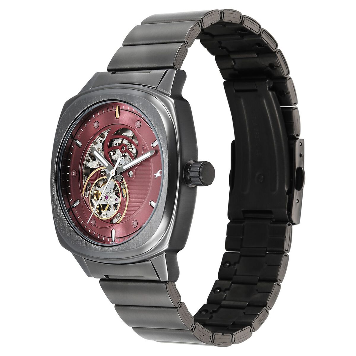 Fastrack Automatics Collection Pink Dial Grey Stainless Steel Strap Watch For Guys 3
