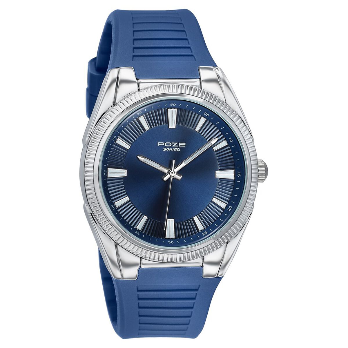 Poze By Sonata Quartz Analog Blue Dial Blue Silicone Strap Watch For Men 3