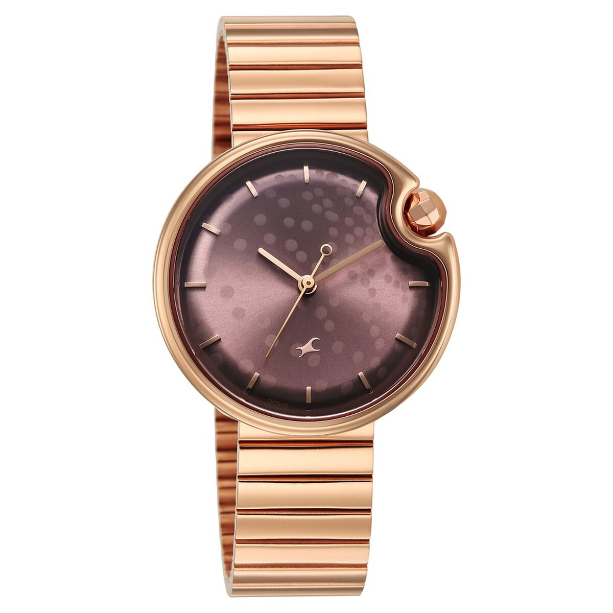 Fastrack Groove Analog with Dusty Purple Dial Rose Gold Metal Strap Watch for Girls 3