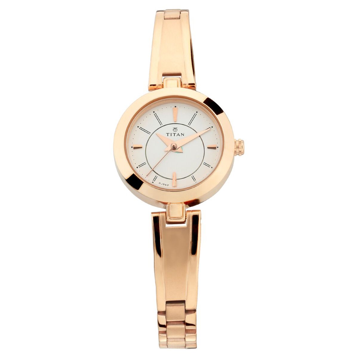 Titan Quartz Analog Silver Dial Rose Gold Metal Strap Watch For Women 1