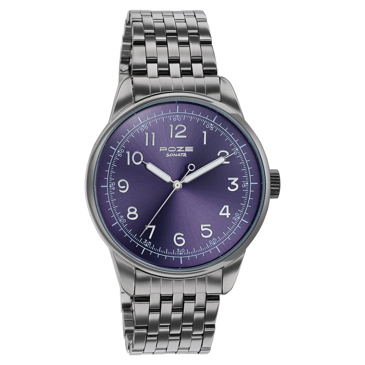 Poze By Sonata Quartz Analog Blue Dial Grey Stainless Steel Strap Watch For Men 3