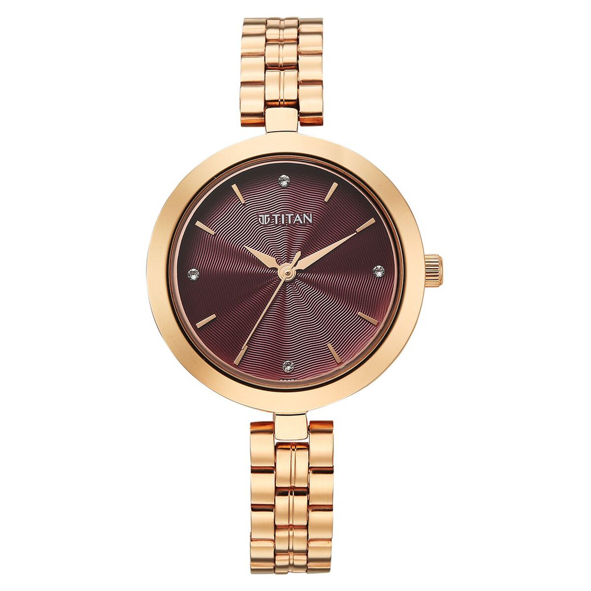 Titan Titan Karishma Quartz Analog Pink Dial Rose Gold Stainless Steel Strap Watch For Women 1