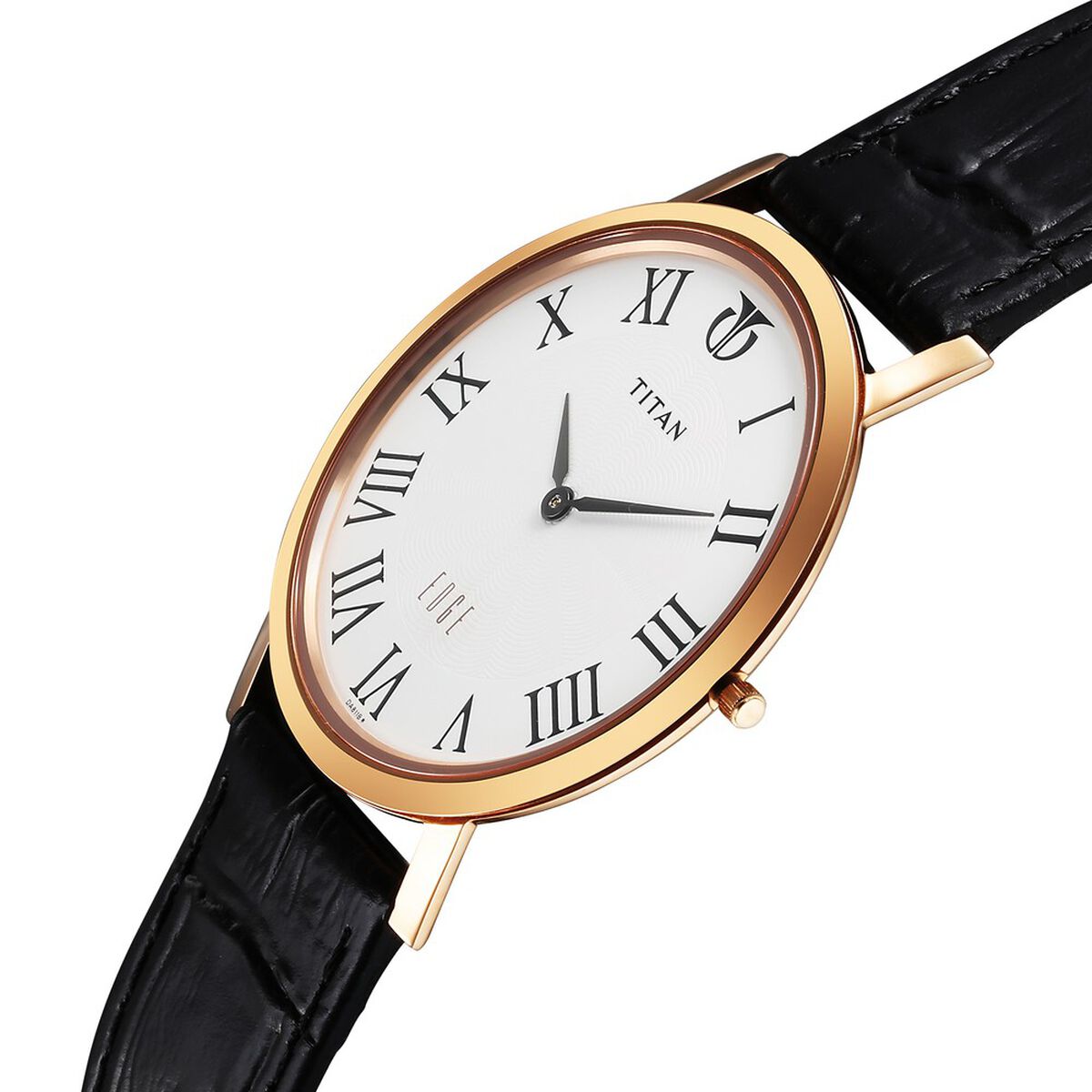 Titan Edge Quartz Analog White Dial Black Leather Strap Watch For Men 2