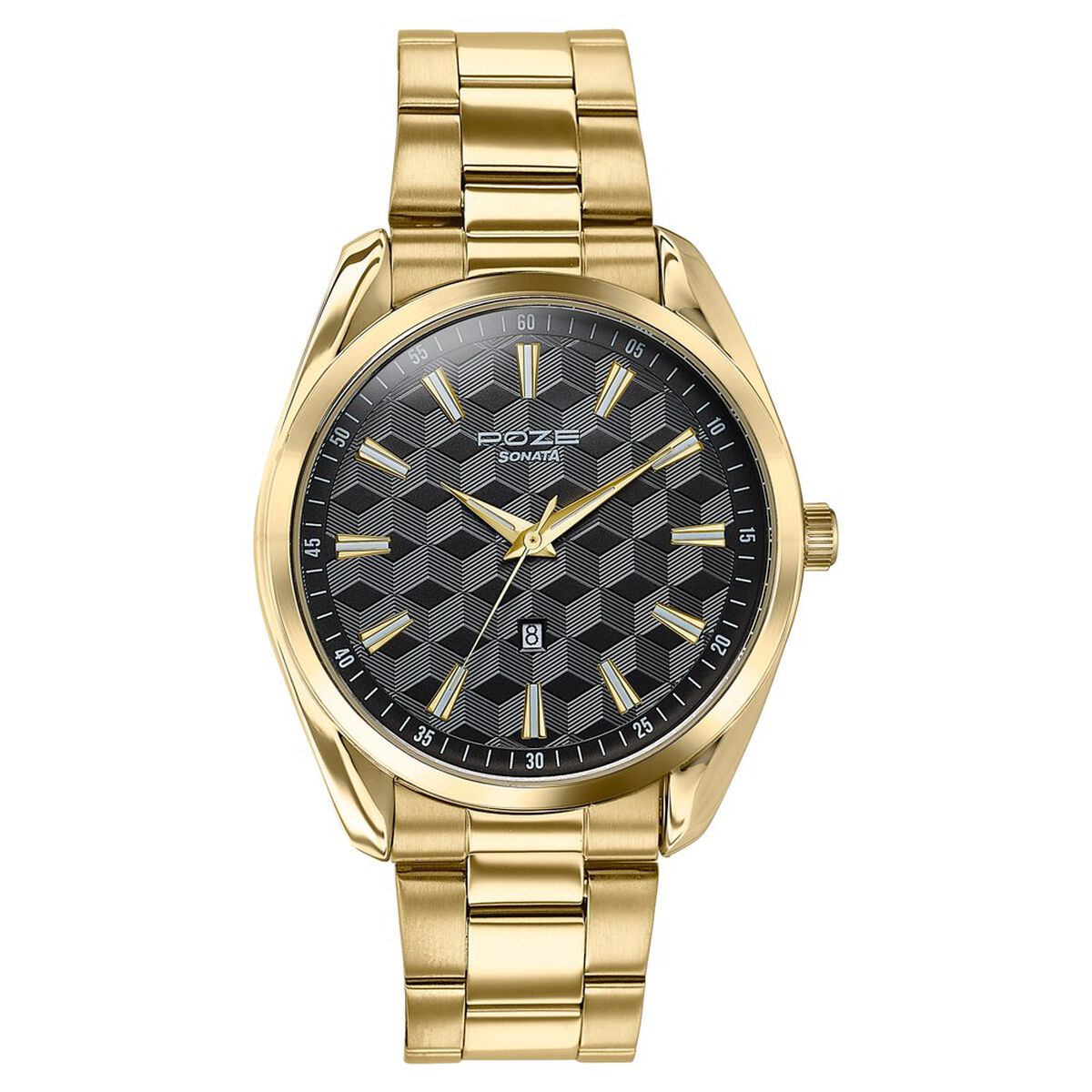 Sonata Poze Quartz Analog Two Toned Dial Golden Colour Stainless Steel Strap Watch For Men 3