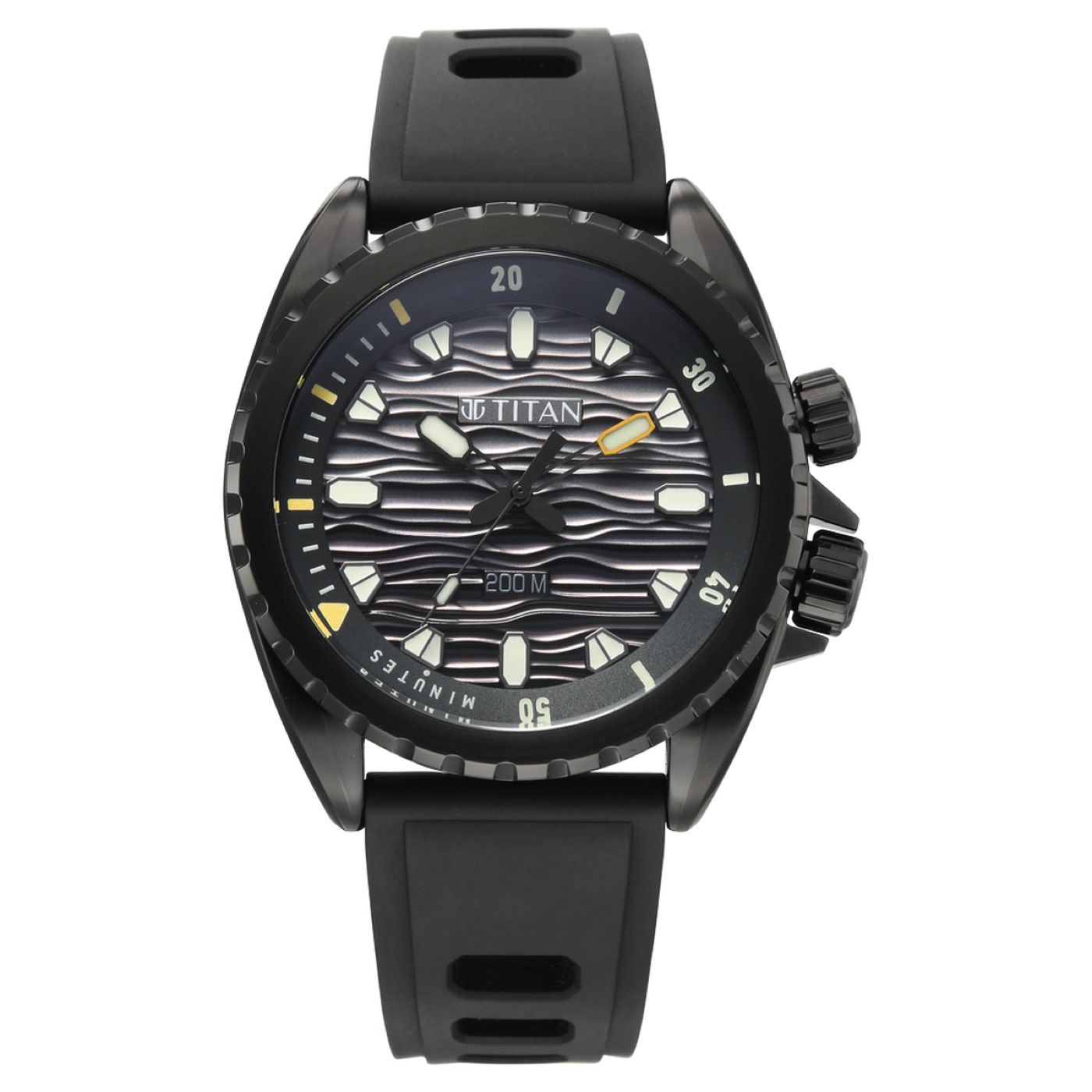 Titan Zero Hour Diver's 200m Analog with Black Dial Black FKM Strap Watch for Men 1