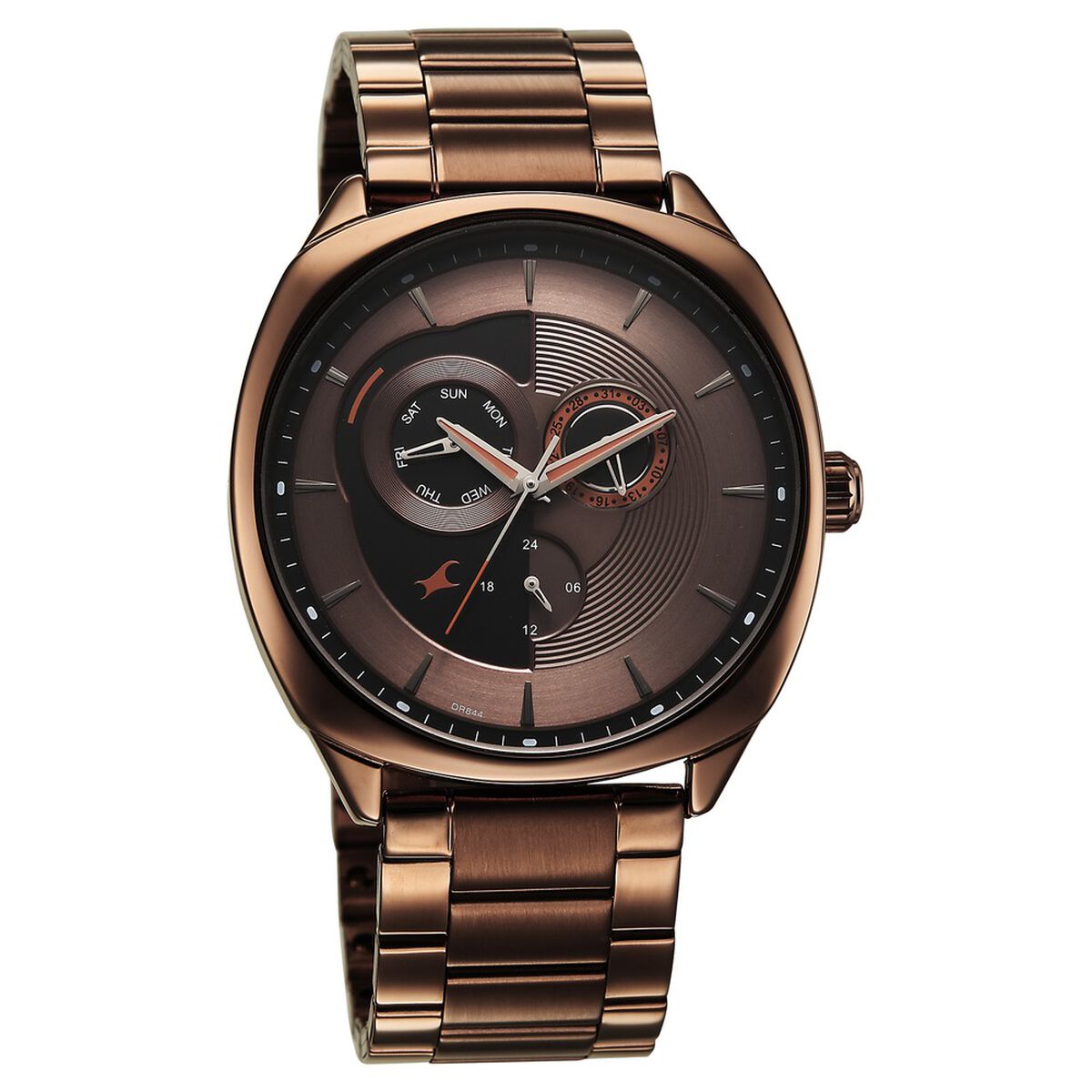Fastrack Tick Tock Quartz Multifunction Brown Dial Stainless Steel Strap Watch For Guys 2