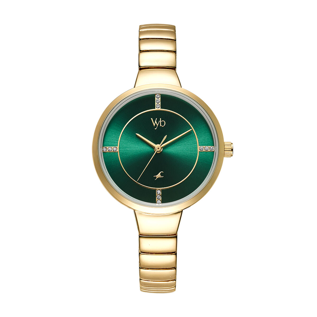 Fastrack Vyb Enigma Quartz Analog Green Dial Stainless Steel Strap Watch for Girls 1