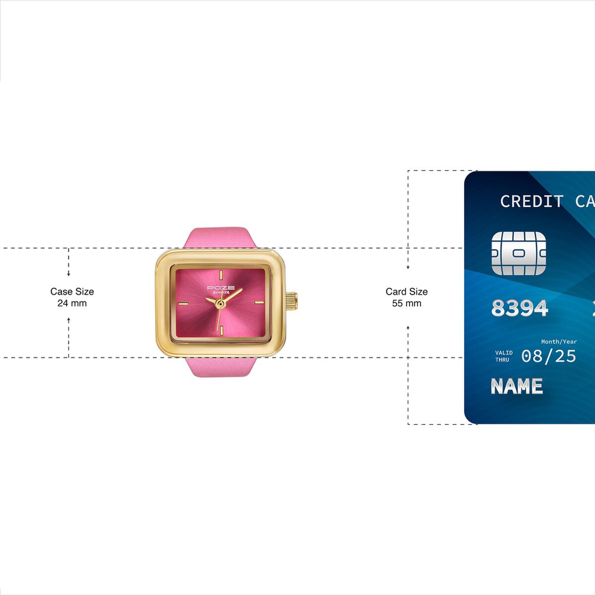 Ring Watch By Sonata Quartz Analog Pink Dial Golden Metal Strap Watch For Women 4