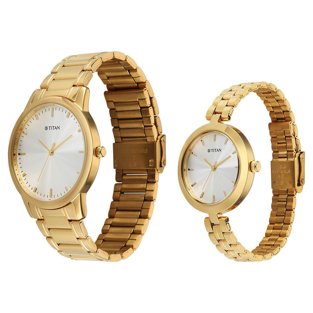 Titan Bandhan Eternal Pair Analog with Silver Dial Yellow Gold Stainless Steel Strap Watch for Couples 3