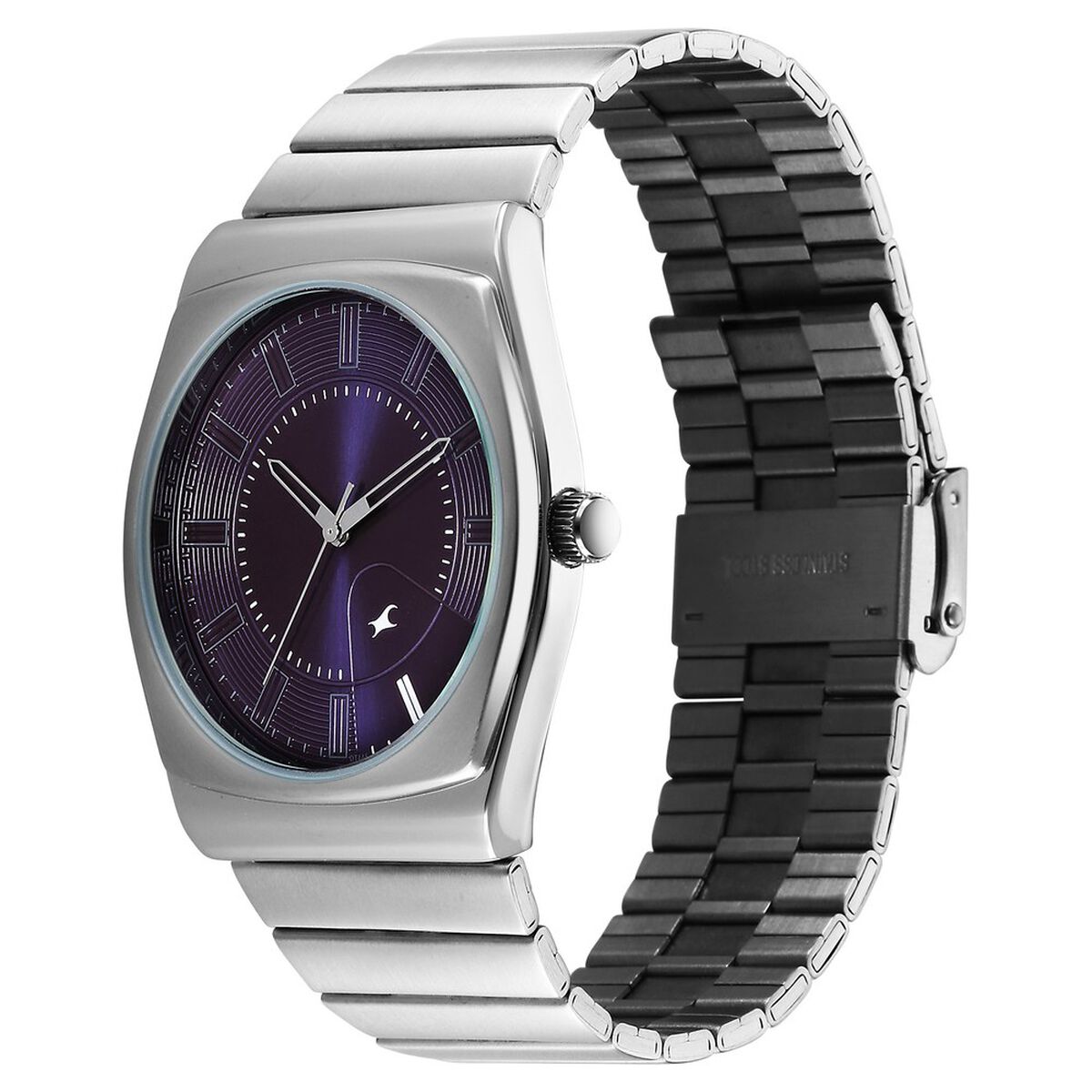 Fastrack Stunners Quartz Analog Purple Dial Silver Stainless Steel Strap Watch For Guys 3