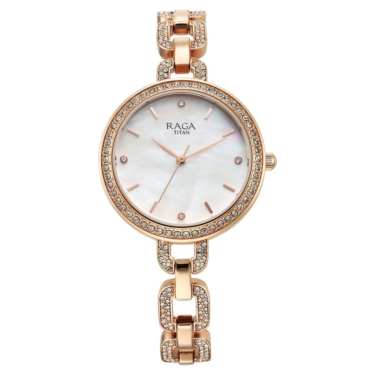 Titan Raga Showstopper Quartz Analog Mother Of Pearl Dial Rose Gold Metal Strap Watch For Women 2