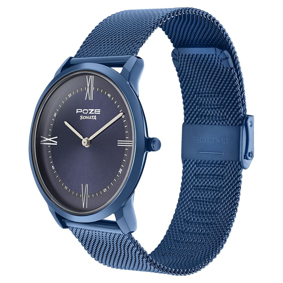 Sonata Poze Quartz Analog Blue dial Metal Strap Watch for Men 3