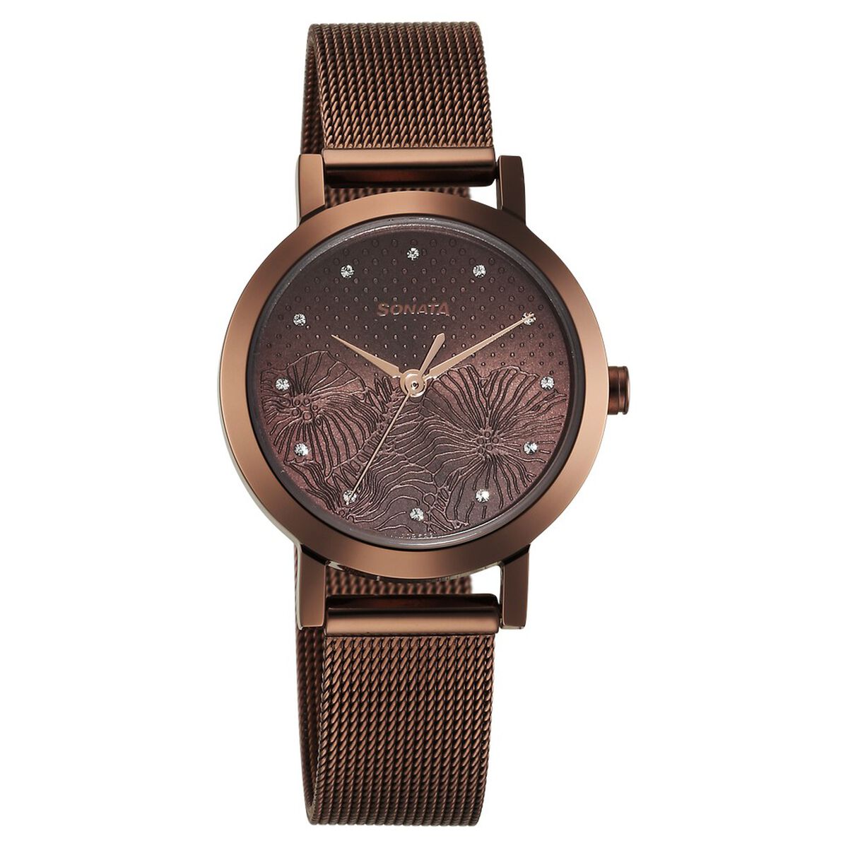 Sonata Quartz Analog Brown Stainless Steel Strap for Women 1