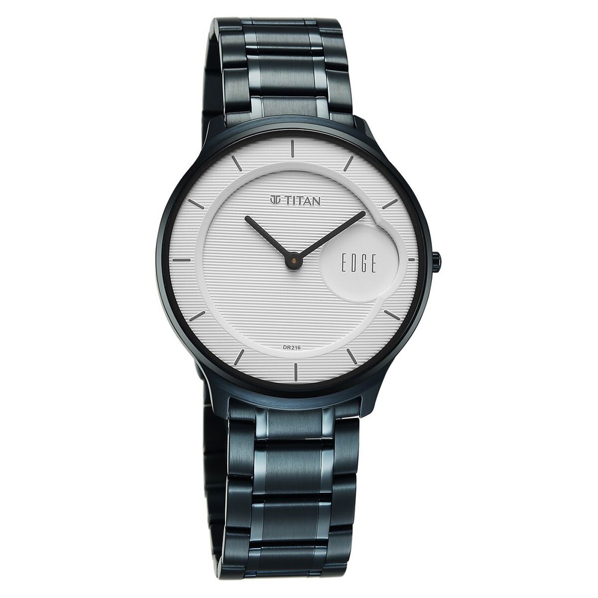 Titan Edge Murals Quartz Analog White Dial Blue Stainless Steel Strap Watch For Men 2