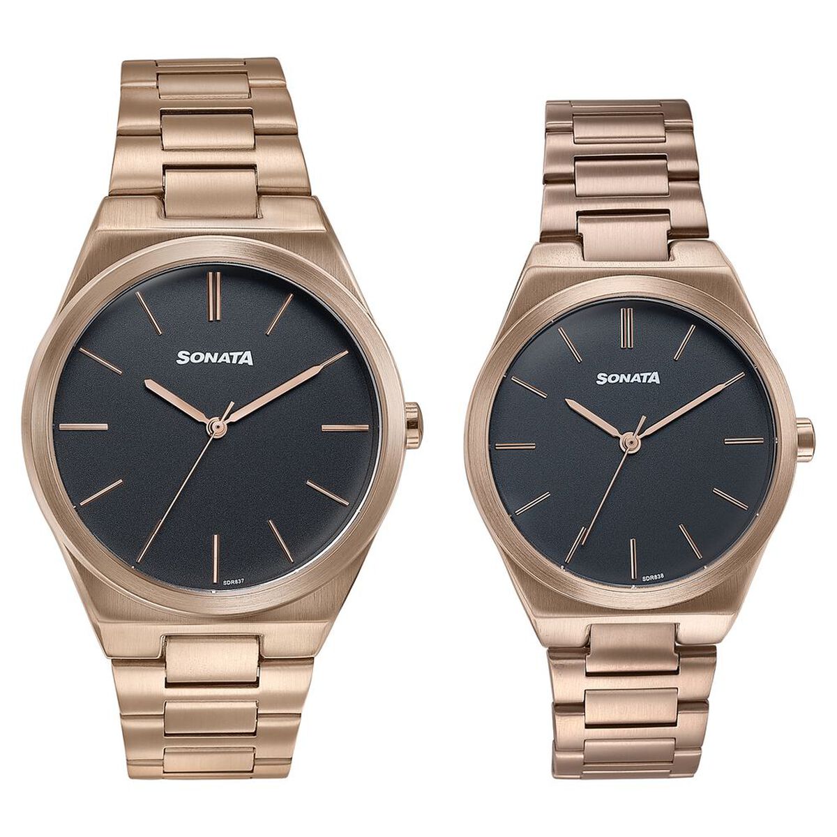 Sonata Wedding Edit Quartz Analog Black Dial Stainless Steel Strap Watch For Pair 1