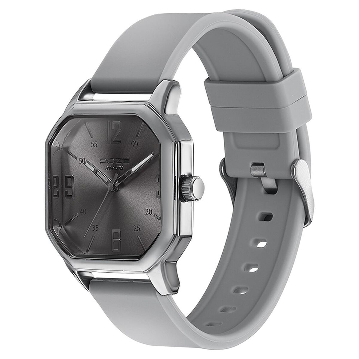 Sonata Poze Quartz Analog Grey Dial Silicone Strap Watch for Men 4