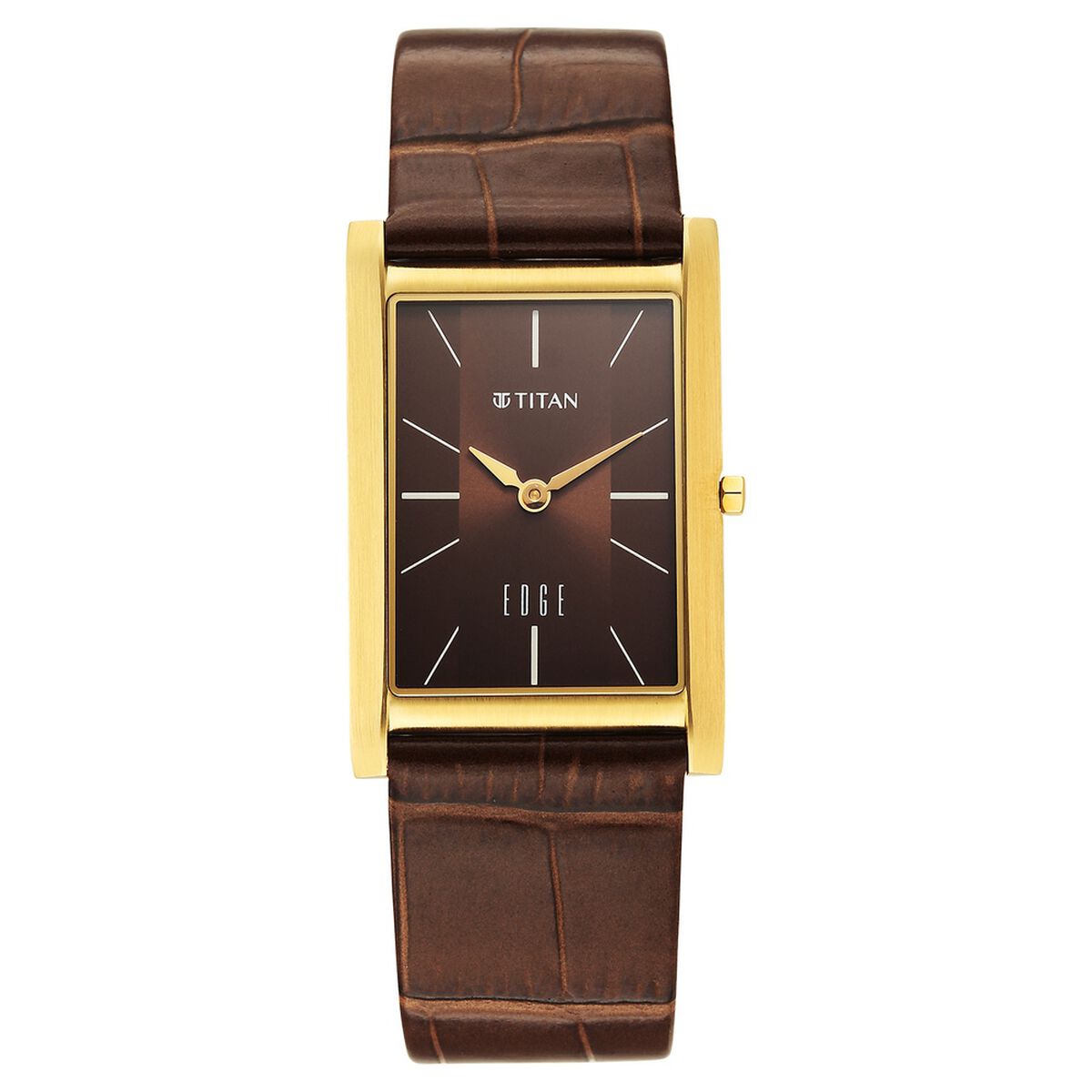 Titan Edge Monture Quartz Analog Brown Dial Brown Leather Strap Watch For Men 1