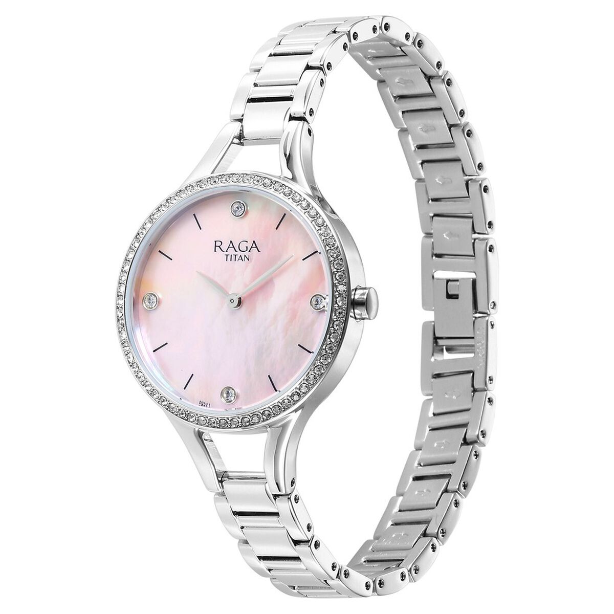 Titan Raga Showstopper Quartz Analog Mother Of Pearl Dial Silver Metal Strap Watch For Women 3