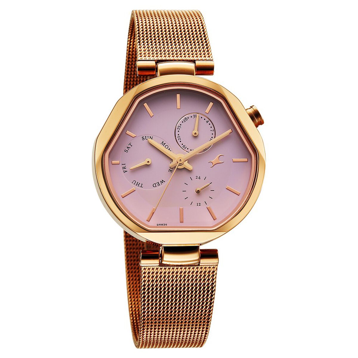 Fastrack Tick Tock Quartz Multifunction Pink Dial Stainless Steel Strap Watch For Girls 2