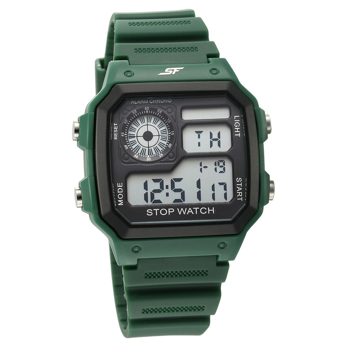 SF Digital Dial Green PU Strap Watch For Unisex 1