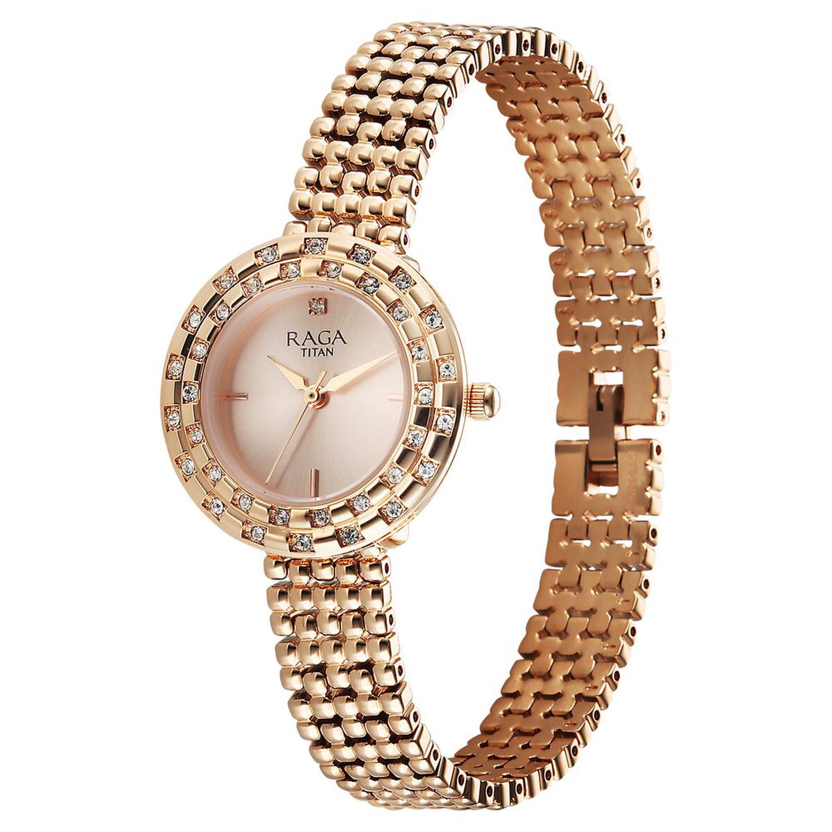Titan Raga Showstopper Quartz Analog Rose Gold Dial Metal Strap Watch For Women 3