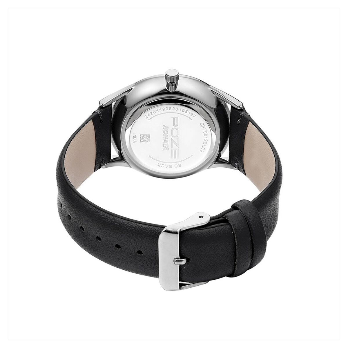 Poze by Sonata Quartz Analog Black Dial PU Leather Strap Watch for Men 5