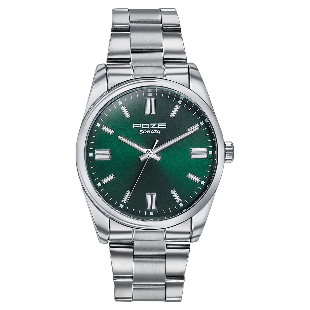 Sonata Poze Quartz Analog Green Dial Silver Stainless Steel Strap Watch For Men 2