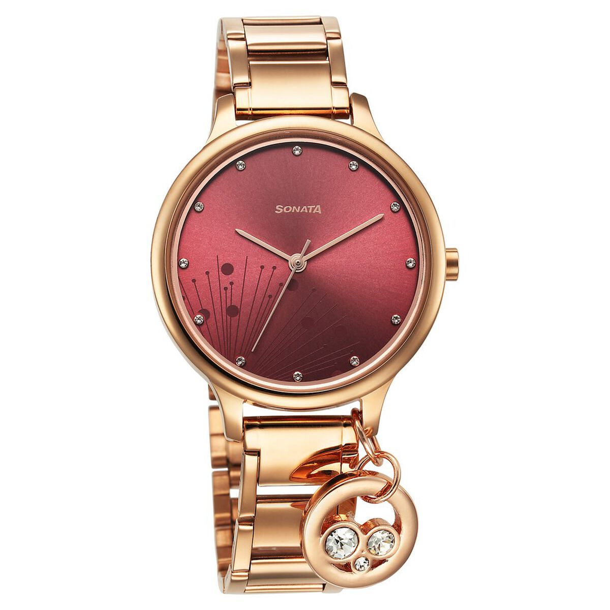 Sonata Blush Quartz Analog Maroon dial Stainless Steel Strap Watch for Women 1