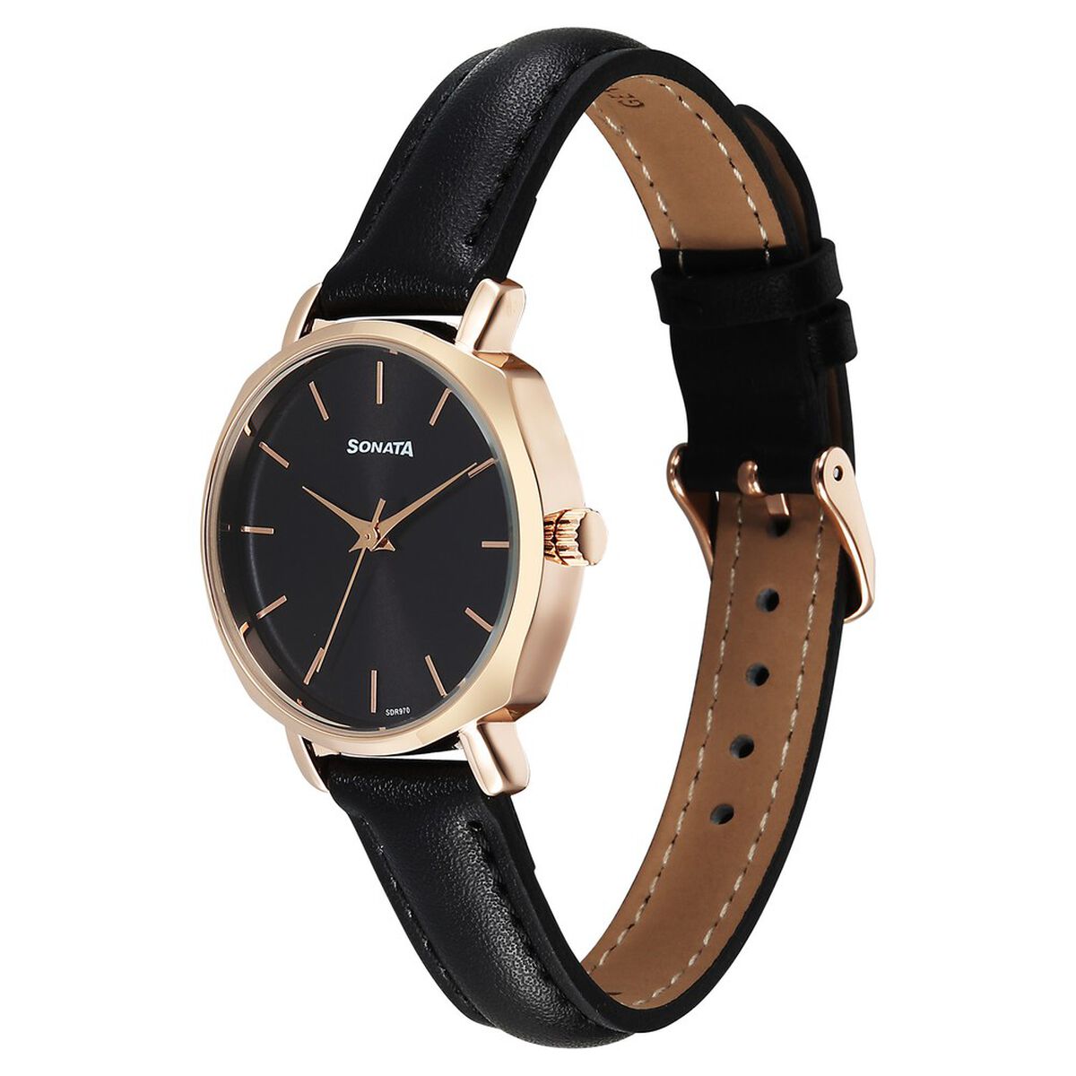 Sonata Eternia Quartz Analog Black Dial Leather Strap Watch For Women 2