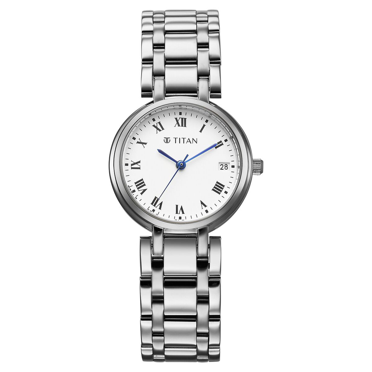 Titan Eminence Workwear Quartz Analog White Dial Silver Metal Strap Watch For Women 1