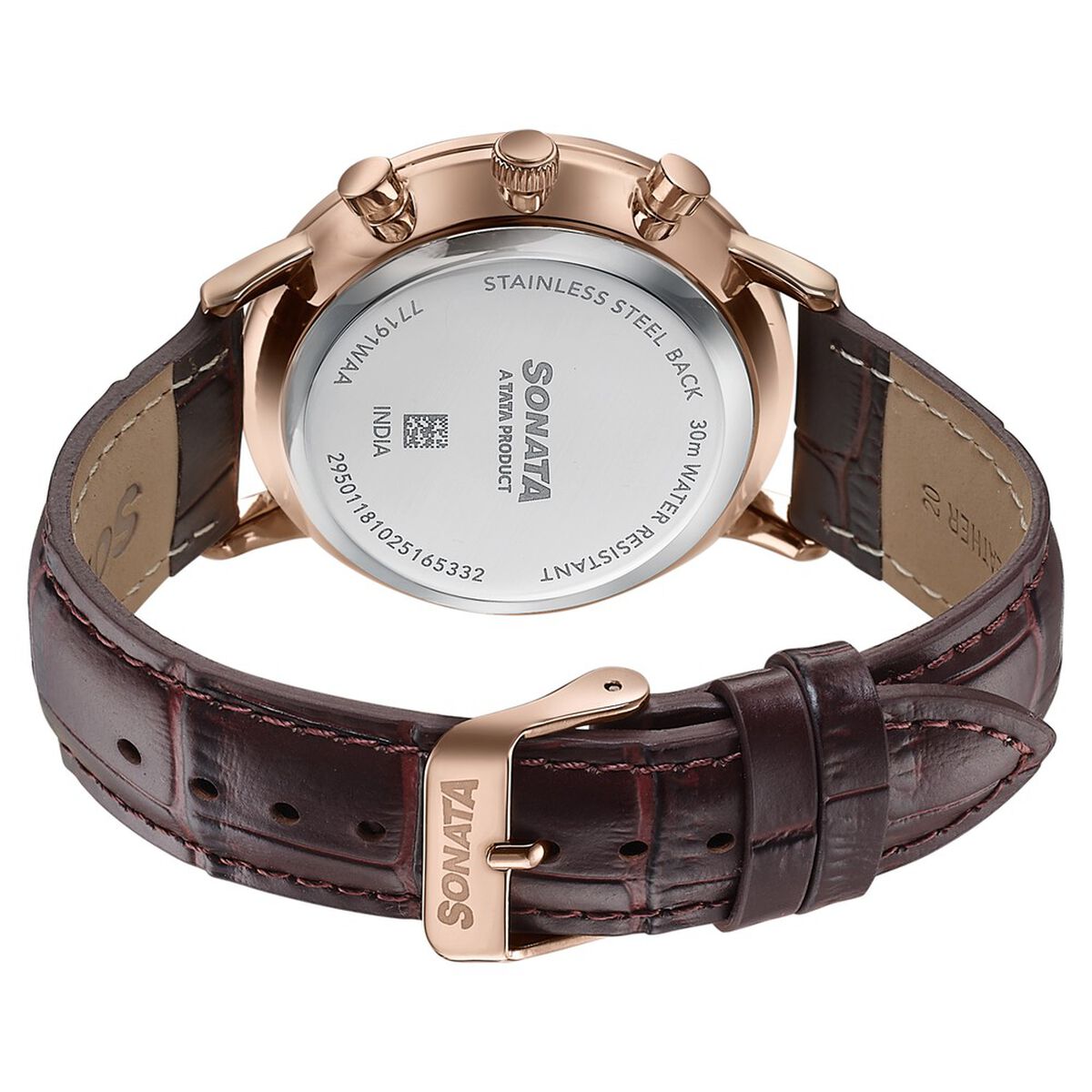 Sonata Festive Quartz Multifunction Silver Dial Brown Leather Strap Watch For Men 5