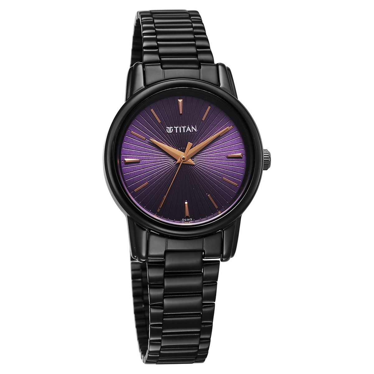Titan Karishma Quartz Analog Purple Dial Black Stainless Steel Strap Watch For Women 3