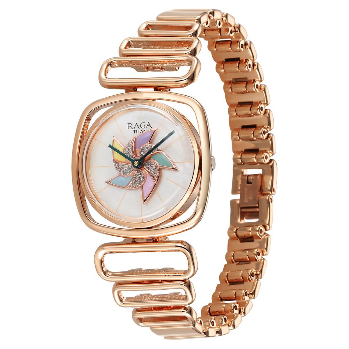 Titan Raga Memoirs Pinwheel Quartz Analog Mother of Pearl Dial With Rose Gold Color Metal Strap Watch For Women 5